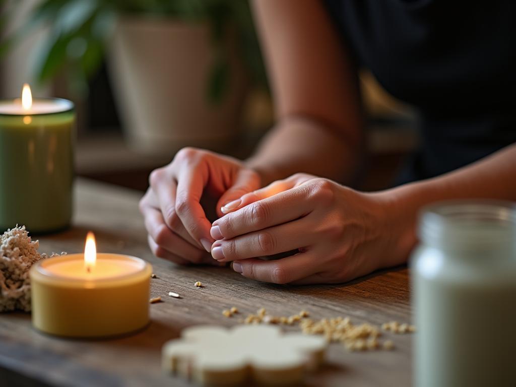 Filipino artisan crafting custom candles